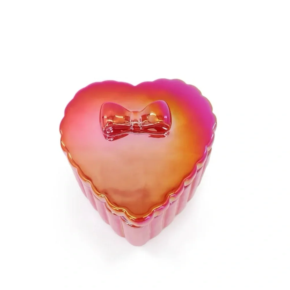Target Ceramic Heart with Bow Jar Canister